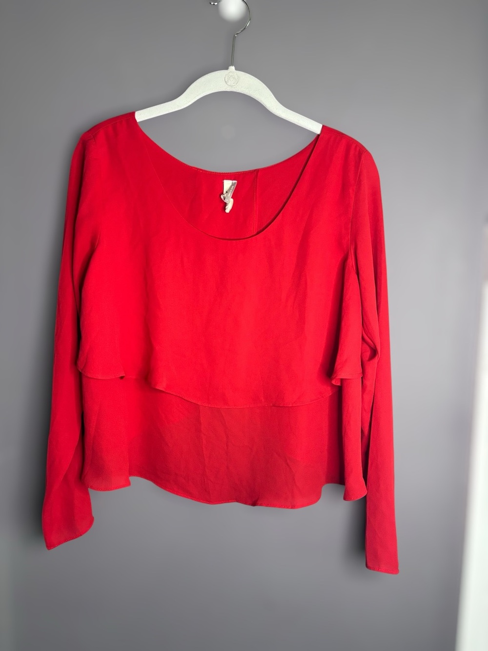 Love Marks Red Layered Blouse Long Sleeve Small